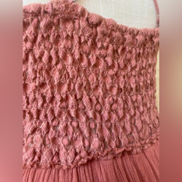 free people one adella salmon lace rayon tiered ruffled gauze maxi sz m - Picture 8 of 12